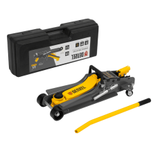 Домкрат гидравлический подкатной с фиксатором DENZEL 2,5 т,  85-385 мм, в пласт. кейсе