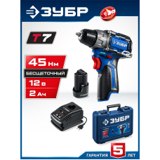 ЗУБР КОМПАКТ, 12 В, 45 Нм, 1 АКБ (2 А∙ч), кейс, бесщеточная дрель-шуруповерт, Профессионал (DB-121-21) ЗУБР КОМПАКТ, 12 В, 45 Нм, 1 АКБ (2 А∙ч), кейс, бесщеточная дрель-шуруповерт, Профессионал (DB-121-21)
