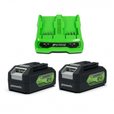 2 Аккумулятора Greenworks G24B4 24V 4 (А/ч) + Зарядное устройство на 2 аккумулятора Greenworks G24C 24V 2 Аккумулятора Greenworks G24B4 24V 4 (А/ч) + Зарядное устройство на 2 аккумулятора Greenworks G24C 24V
