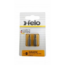 Бита Плоская шлицевая 5,0X0,8X25, серия Industrial, 2шт в блистере Felo 02050036 Бита Плоская шлицевая 5,0X0,8X25, серия Industrial, 2шт в блистере Felo 02050036