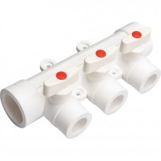 Коллектор Lammin с шаровыми кранами PPR 25 х 3 30/1 белый Коллектор Lammin с шаровыми кранами PPR 25 х 3 30/1 белый