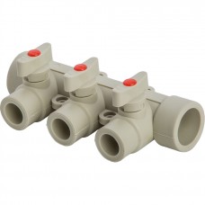 Коллектор Lammin с шаровыми кранами PPR 25 х 3 30/1 серый Коллектор Lammin с шаровыми кранами PPR 25 х 3 30/1 серый