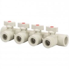 Коллектор Lammin с шаровыми кранами PPR 25 х 4 25/1 серый Коллектор Lammin с шаровыми кранами PPR 25 х 4 25/1 серый