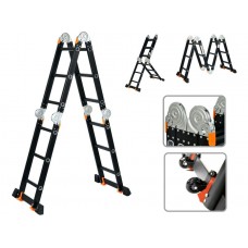 Лестница алюм. многофункц.4х3 ступ.(стрем.-175см,лестн.-355см) 12,3кг BLACK LINE STARTUL (ST9930-03)
(усиленное шарнирное соединение, прорезиненные колеса и доп.стабилизаторы)