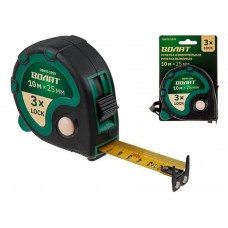 Рулетка 10м/25мм обрезин. корп. ВОЛАТ (быт.)
(3 мех. фиксации, ABS+TPR, 2-х стор. шкала нанесения,  2-х стор. магнитный зацеп)
