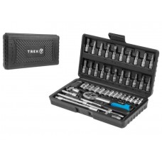 Набор головок и бит 46пр. TREK
(1/4", 6 граней)