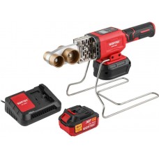 Аккум. сварочный аппарат для полимерных труб WORTEX CWM 1834 ALL1 XLT SET с акб и зу+3 насадки
(300 Вт, 25-340 C, электронная регулировка.)