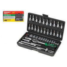 Набор головок и бит 46пр. ВОЛАТ
(1/4", 6 граней)
