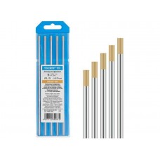 Электрод вольфрамовый золотой WL-15, Ф 4,0 мм (набор 5 шт) SOLARIS Электрод вольфрамовый золотой WL-15, Ф 4,0 мм (набор 5 шт) SOLARIS