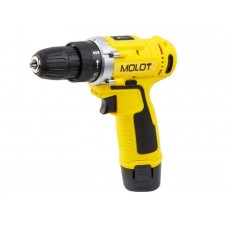 Аккум. дрель-шуруповерт MOLOT MBD 1213-1 Li в кор.
(12.0 В, 1 акк., 1.3 А/ч Li-Ion, 1 скор., 20 Нм, шурупы до 6 мм)