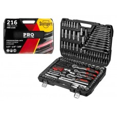 Набор головок и ключей 216пр. 1/4",3/8",1/2" PRO STARTUL STUTTGART (PRO-216S)
(6 граней)