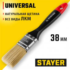 STAYER Universal, 38 мм, 1.5", светлая, натуральная щетина, деревянная ручка, все виды ЛКМ, плоская кисть, Professional (0104-038) STAYER Universal, 38 мм, 1.5", светлая, натуральная щетина, деревянная ручка, все виды ЛКМ, плоская кисть, Professional (0104-038)