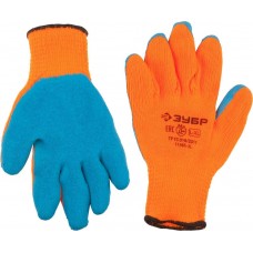 ЗУБР L-XL, 10 класс, с рельефным латексным покрытием, сигнальный цвет, перчатки утепленные акриловые УРАЛ 11465-XL Профессионал