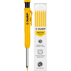 Автоматический строительный карандаш ЗУБР, желтый, HB, 6 сменных грифелей, АСК, серия Профессионал (06311-5) Автоматический строительный карандаш ЗУБР, желтый, HB, 6 сменных грифелей, АСК, серия Профессионал (06311-5)