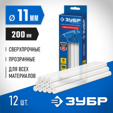ЗУБР 12 шт., 240 г, 11 х 200 мм (11-12 мм), прозрачные, клеевые стержни 06856-12 ЗУБР 12 шт., 240 г, 11 х 200 мм (11-12 мм), прозрачные, клеевые стержни 06856-12