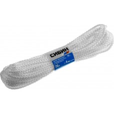 СИБИН 20 м, 4 мм, белый, шнур вязаный полипропиленовый с сердечником 50254 СИБИН 20 м, 4 мм, белый, шнур вязаный полипропиленовый с сердечником 50254