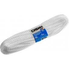 СИБИН 20 м, 5 мм, белый, шнур вязаный полипропиленовый с сердечником 50255 СИБИН 20 м, 5 мм, белый, шнур вязаный полипропиленовый с сердечником 50255