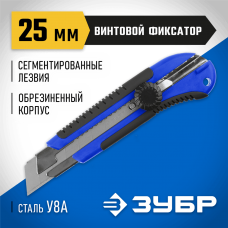 ЗУБР 25 мм, сегментированное лезвие, трещеточый фиксатор, нож 09175 Профессионал ЗУБР 25 мм, сегментированное лезвие, трещеточый фиксатор, нож 09175 Профессионал