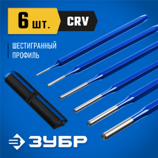 ЗУБР 6 предметов, набор шестигранных выколоток в чехле, Профессионал (21070-H6) ЗУБР 6 предметов, набор шестигранных выколоток в чехле, Профессионал (21070-H6)