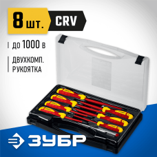 ЗУБР 8 шт., набор отверток+тестер 25268 Профессионал ЗУБР 8 шт., набор отверток+тестер 25268 Профессионал