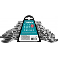 СИБИН 7 шт, 8 - 24 мм, набор ключей гаечных рожковых 27014-H12 СИБИН 7 шт, 8 - 24 мм, набор ключей гаечных рожковых 27014-H12