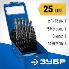 ЗУБР 25 шт. (Ø 1-13 мм), набор сверл по металлу 29621-H25 ЗУБР 25 шт. (Ø 1-13 мм), набор сверл по металлу 29621-H25