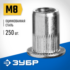 ЗУБР М8, 0.5-3.0 мм, 250 шт., заклепки резьбовые с насечками 31317-08 Профессионал ЗУБР М8, 0.5-3.0 мм, 250 шт., заклепки резьбовые с насечками 31317-08 Профессионал