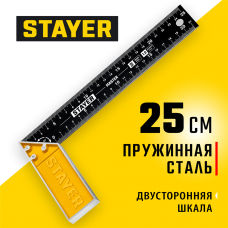 STAYER 250 мм, столярный угольник со стальным полотном 3430-25_z02 STAYER 250 мм, столярный угольник со стальным полотном 3430-25_z02
