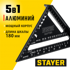 STAYER 180 мм, угольник кровельный универсальный 5-в-1 Rafter 34306-17 STAYER 180 мм, угольник кровельный универсальный 5-в-1 Rafter 34306-17