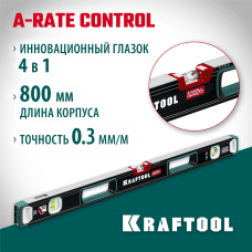 KRAFTOOL A-Rate Control 800 мм, Сверхпрочный уровень (34986-80) KRAFTOOL A-Rate Control 800 мм, Сверхпрочный уровень (34986-80)