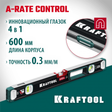 KRAFTOOL A-Rate Control 600 мм, Магнитный сверхпрочный уровень (34988-60) KRAFTOOL A-Rate Control 600 мм, Магнитный сверхпрочный уровень (34988-60)