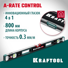 KRAFTOOL A-Rate Control 800 мм, Магнитный сверхпрочный уровень (34988-80) KRAFTOOL A-Rate Control 800 мм, Магнитный сверхпрочный уровень (34988-80)