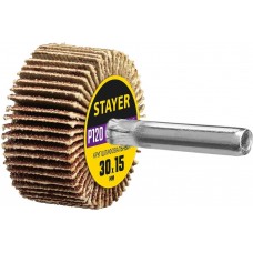 STAYER P120, 30х15 мм, круг шлифовальный лепестковый на шпильке 36606-120 STAYER P120, 30х15 мм, круг шлифовальный лепестковый на шпильке 36606-120