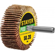 STAYER P100, 50х20 мм, круг шлифовальный лепестковый на шпильке 36607-100 STAYER P100, 50х20 мм, круг шлифовальный лепестковый на шпильке 36607-100