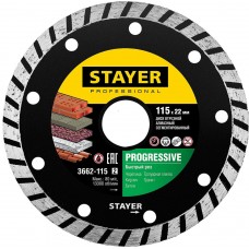 STAYER Ø 115Х22.2 мм, алмазный, сегментный, диск отрезной PROGRESSIVE 3662-115_z02 Professional STAYER Ø 115Х22.2 мм, алмазный, сегментный, диск отрезной PROGRESSIVE 3662-115_z02 Professional