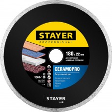 STAYER Ø 180Х22.2 мм, алмазный, cплошной, диск отрезной CERAMOPRO 3664-180_z02 Professional STAYER Ø 180Х22.2 мм, алмазный, cплошной, диск отрезной CERAMOPRO 3664-180_z02 Professional