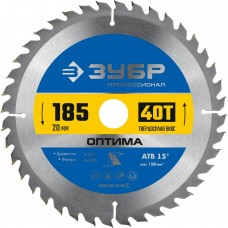 ЗУБР Оптима, 185 x 20 мм, 40Т, пильный диск по дереву, Профессионал (36903-185-20-40_z01) ЗУБР Оптима, 185 x 20 мм, 40Т, пильный диск по дереву, Профессионал (36903-185-20-40_z01)