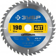 ЗУБР Оптима, 190 x 30 мм, 40Т, пильный диск по дереву, Профессионал (36903-190-30-40_z01) ЗУБР Оптима, 190 x 30 мм, 40Т, пильный диск по дереву, Профессионал (36903-190-30-40_z01)