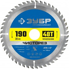 ЗУБР Чисторез 190 x 30мм 48Т, диск пильный по дереву ЗУБР Чисторез 190 x 30мм 48Т, диск пильный по дереву