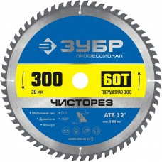 ЗУБР Чисторез 300 x 30мм 60Т, диск пильный по дереву