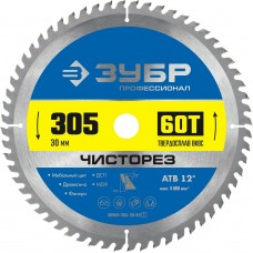 ЗУБР Чисторез 305 x 30мм 60Т, диск пильный по дереву