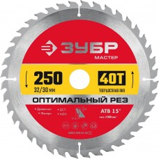 ЗУБР Оптимальный рез, 250 x 32/30 мм, 40Т, пильный диск по дереву (36912-250-32-40_z01) ЗУБР Оптимальный рез, 250 x 32/30 мм, 40Т, пильный диск по дереву (36912-250-32-40_z01)