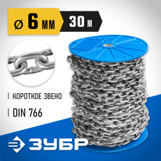 ЗУБР 6 мм, 30 м, цепь короткозвенная, DIN 766 4-304050-06 Профессионал ЗУБР 6 мм, 30 м, цепь короткозвенная, DIN 766 4-304050-06 Профессионал