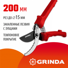 GRINDA G-31, 200 мм, закаленные лезвия, тефлоновое покрытие, зубцы на лезвии, пластиковые рукоятки, плоскостной секатор (40210_z02) GRINDA G-31, 200 мм, закаленные лезвия, тефлоновое покрытие, зубцы на лезвии, пластиковые рукоятки, плоскостной секатор (40210_z02)