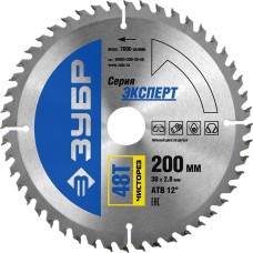 ЗУБР Ø 200 x 30 мм, 48T, диск пильный по дереву "Чистый рез" 36905-200-30-48 ЗУБР Ø 200 x 30 мм, 48T, диск пильный по дереву "Чистый рез" 36905-200-30-48