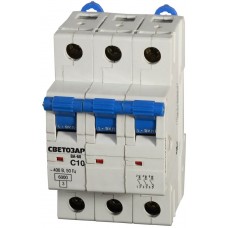 СВЕТОЗАР 10 A, "C", 400 B, 6 kA, 3-полюсной, автоматический выключатель SV-49063-10-C СВЕТОЗАР 10 A, "C", 400 B, 6 kA, 3-полюсной, автоматический выключатель SV-49063-10-C