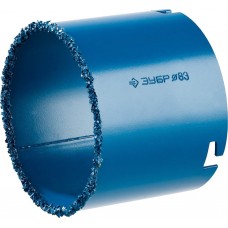 ЗУБР d 83 мм, L - 55 мм, карбид-вольфрамовая крошка, в сборе с державкой и сверлом, коронка-чашка 33350-83_z01 ЗУБР d 83 мм, L - 55 мм, карбид-вольфрамовая крошка, в сборе с державкой и сверлом, коронка-чашка 33350-83_z01
