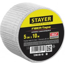 STAYER 5 см х 10 м, 3х3 мм, сетка стеклотканевая самоклеящаяся FIBER-Tape 1246-05-10_z01 STAYER 5 см х 10 м, 3х3 мм, сетка стеклотканевая самоклеящаяся FIBER-Tape 1246-05-10_z01