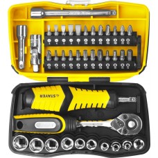 STAYER 39 шт., биты и торцовые головки с трещоткой и воротком 25135-H39 STAYER 39 шт., биты и торцовые головки с трещоткой и воротком 25135-H39