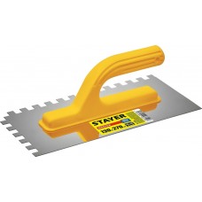 STAYER 130х270 мм, 10х10 мм, нержавеющая, пластмассовая рукоятка, гладилка штукатурная 08012-10 STAYER 130х270 мм, 10х10 мм, нержавеющая, пластмассовая рукоятка, гладилка штукатурная 08012-10